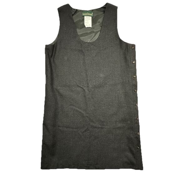 Vintage Wool Dress Harvé Bernard Womens 14 Side Button Black - Picture 1 of 6